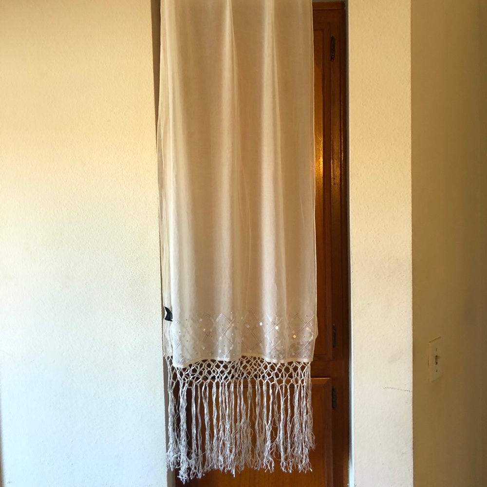 White (cream) Scarf with Fringes